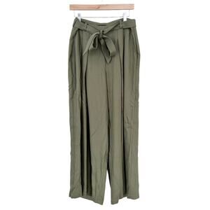 Eileen Fisher Green Tencel Belted Wide Leg Pants Sz 10